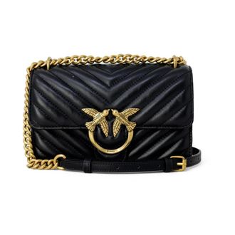 Pinko Love Birds Mini Chain Bag - Dames - Schoudertassen - Zwart - ONE Size - Polyester - Tassen