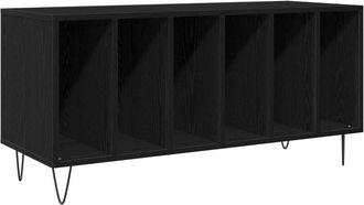 vidaXL Record Cabinet Black oak 100 x 38 x 48 cm Engineered Wood Vidaxl