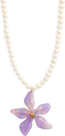 Vidakush Freshwater Pearl Orchid Pendant Necklace in Gold at Nordstrom, Size 14