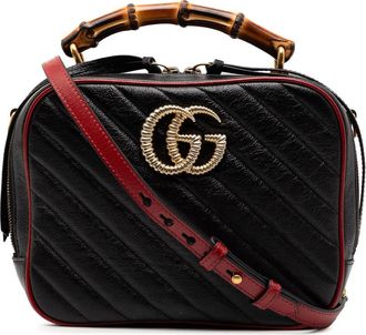 Gucci Pre-owned Gucci Small GG Marmont Matelasse Diagonal Leather Torchon Bamboo Satchel Ladies 602270.001998