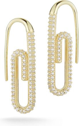 Glaze Jewelry Sterling Silver Pave Paperclip Earrings