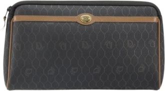 Dior Pre-owned Clutches, female, Black, Size: ONE SIZE Pre-owned Vintage honeycomb zip pouch