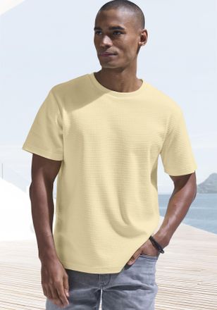 John Devin T-Shirt JOHN DEVIN mit Struktur, Herren, Gr. XXL, gelb, Jersey, Obermaterial: 60% Baumwolle, 40% Polyester, unifarben, regular fit, Rundhals, abgestep