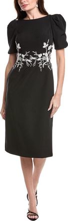 Rene Ruiz Short Sleeve Crepe Sheath Midi Dress