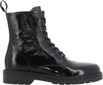 Nero Giardini Dames Enkellaarzen Zwart Combat Stijl - Dames - Veterlaarzen - Zwart - 40 EU - Schoenen