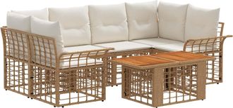 vidaXL Conjunto De Sof&aacute;s De Jard&iacute;n 7 Uds. Natural Y Crema Vidaxl
