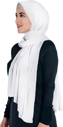 Lina & Lily Non-see-through Premium Jersey Modal Hijab Head Scarf Shawl Wrap for Muslim Women (White)