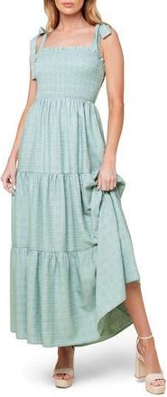 Flying Tomato Tie Strap Smocked Tiered Maxi Dress in Dusty Teal at Nordstrom Rack, Size Medium
