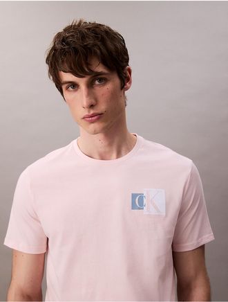 Calvin Klein Jeans Calvin Klein Mens Contrast Box Logo Graphic Classic T-Shirt - Pink - 2XL