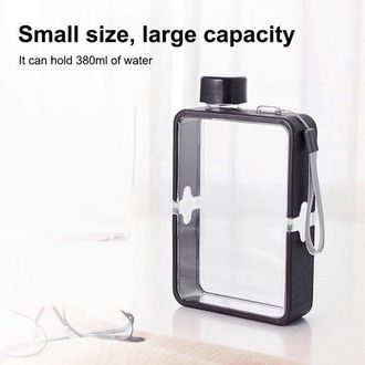 OEM Botella De Agua Cuadrada Y Plana, Vaso Deportivo Transparente Port&aacute;til, Botella De Agua Reutilizable Para Notas De Papel Para Deportes Aire Libre