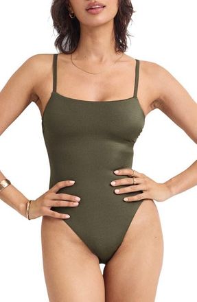 Vitamin A Jenna One-Piece Swimsuit in Olive Ecoshimmer at Nordstrom, Size X-Large