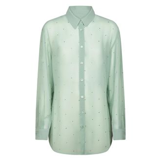 MC2 Saint Barth Shirts, female, Green, Size: M Brigitte Shirt Georgette Strass 53