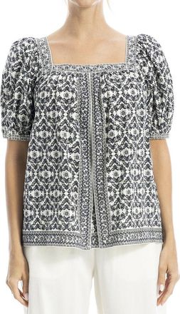 Max Studio Square Neck Puff Sleeve Blouse