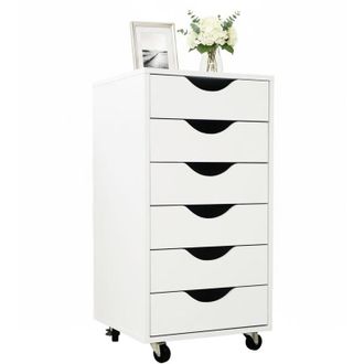 Relaxdays Relaxdays Cassettiera su ruote, 6 cassetti, HxLxP: 78 x 40 x 40 cm, mobile ufficio, bianco
