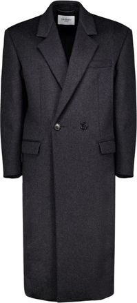Saint Laurent Heren, Mantels, Grijs, Maat: XL Wol