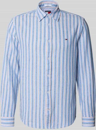 Tommy Jeans Regular Fit Freizeithemd aus Leinen-Baumwoll-Mix in Blau, Gr&ouml;&szlig;e XXL