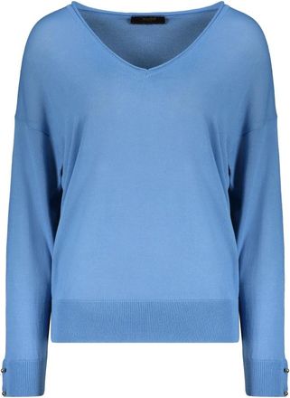 Moorer Pullover met V-hals - Dames - V-hals truien - Blauw - S - Katoen - Truien & Vesten