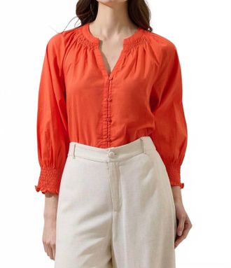Sugarlips Yamila Long Sleeve Button Down Shirt In Tomato