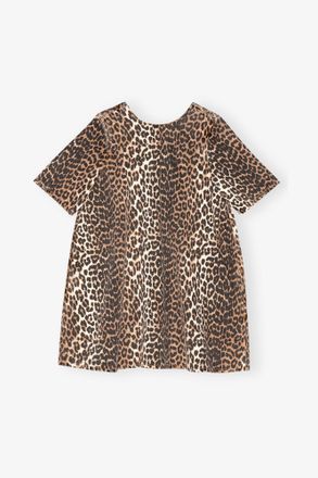 Ganni Mixed Leopard Mini Dress - Size 34 Organic Cotton