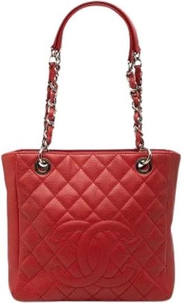 Chanel Pre-owned Quilted Caviar Leather Tote - Dames - Vintage Shopper - Rood - ONE Size - Leer - Vintage