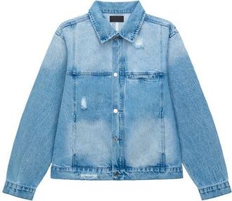 Rta Valentiano Boxy Denim Jacket in Glacier Blue at Nordstrom, Size Xxx-Large