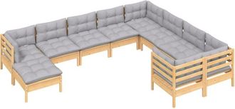 vidaXL Juego De Muebles De Jard&iacute;n 10 Pzas Y Cojines Madera De Pino Vidaxl