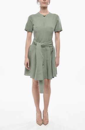 Loewe Vestito Midi in Misto Lino con Nodo Frontale Loewe