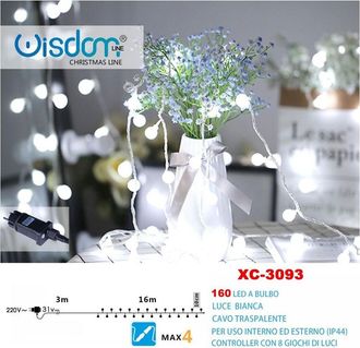 Trade Shop Trade Shop - Catena Luminosa En Bulbo 160led Luminosa Cuando Trasparent 8 Young Luce Xc-3093