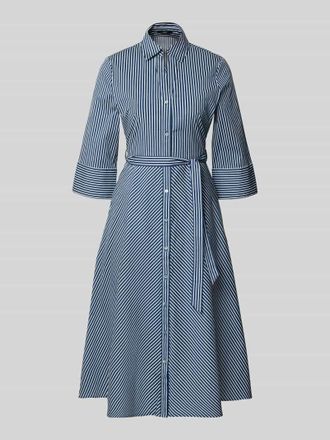 Zero Hemdblusenkleid mit Bindeg&uuml;rtel und Knopfleiste in Marine, Gr&ouml;&szlig;e 34
