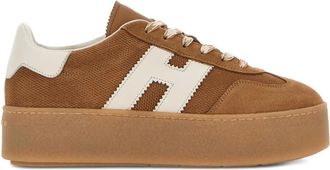 Hogan Sneakers H698 con suola rialzatalaform - Marrone