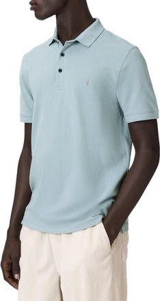 AllSaints Reform Cotton Piqu&eacute; Polo in Salton Blue at Nordstrom, Size X-Large