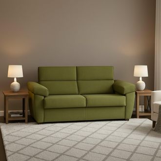 Dmora Divano Letto 2 Posti Contrada, Sfoderabile, Contenitore Made In Italy, Di Apertura A Ribalta, 205x95 Cm Verde
