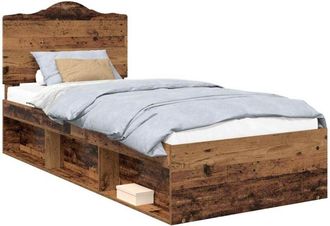 vidaXL Bed Frame with Headboard Old Wood 90 x 200 cm Solid Pine Wood vidaXL