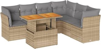 vidaXL Vidaxl - Set Sof&aacute;s De Jard&iacute;n 7 Piezas Y Cojines Rat&aacute;n Sint&eacute;tico Beige