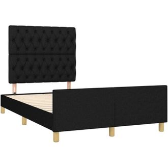 vidaXL Estructura De Cama Sin Colch&oacute;n Tela Negro 120x190 Cm Vidaxl
