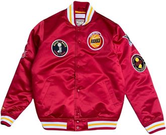 Mitchell & Ness Nba Houston Rockets Champ City Satin Jacket In Red