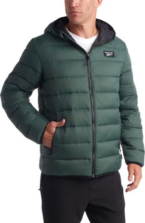 Reebok Mens Jacket - Lightweight Hooded Quilted Puffer Coat - Warm Insulated Winter Jacket for Men (M-XXL), Hunter, Medium