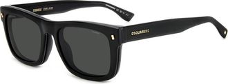 Dsquared2 Opvouwbare Clip-on Zonnebril - Heren - Zonnebrillen - Zwart - 55 MM - Accessoires