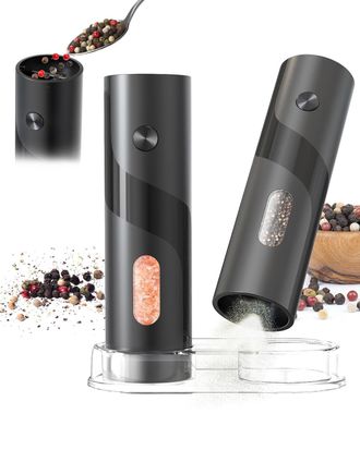 OEM Molinillo El&eacute;ctrico De Sal Y Pimienta, Llenado Superior, 5 Niveles De Molienda, Gran Capacidad De 120 Ml, Juego De 2 Molinillos De Pimienta A Bater&iacute;a,