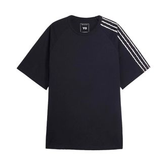 Yohji Yamamoto T-Shirts, male, Black, Size: XL Raw Edge 3-Stripes Short Sleeve Tee
