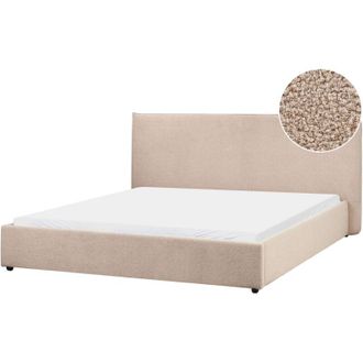 Beliani Beliani - Letto matrimoniale in tessuto boucl&eacute; tortora 180 x 200 cm Lavaur