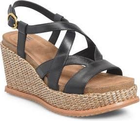 S&ouml;fft Devyn Slingback Espadrille Platform Wedge Sandal in Black at Nordstrom Rack, Size 6.5