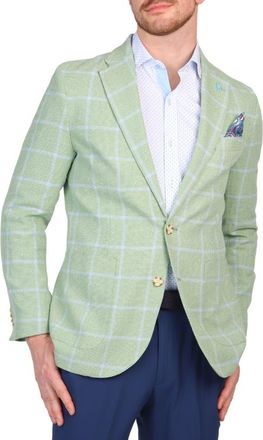 Tailorbyrd Textured Yarn Dyed Windowpane Sport Coat in Olive at Nordstrom Rack, Size 40Regular