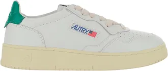 Autry Leather Sneakers with Front Lacing and Contrast Heel Tab
