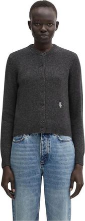 Sporty & Rich Button Logo Cardigan - Knitwear - Mujer - Gris - L