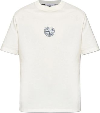 Stone Island T-shirt met logo - Heren - T-shirts - Beige - L - Katoen - Tops