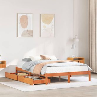 Berkfield Home Bed Frame without Mattress Wax Brown 140x190 cm Solid Wood Pine