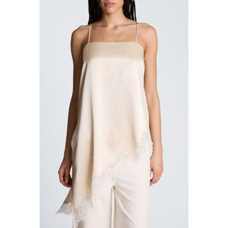 Kenneth Cole Asymmetric Hem Satin Camisole in Oyster at Nordstrom, Size X-Small
