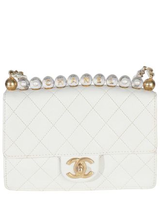 Chanel White Quilted Leather Small Chic Pearls Flap Bag (Authentic Pre-Loved)