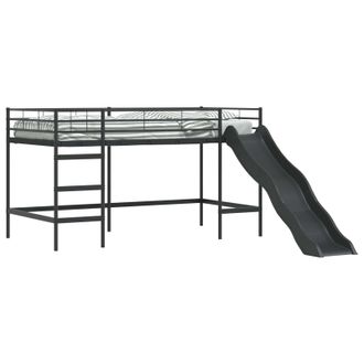 vidaXL Letto Loft Per Bambini Con Scivolo Nero E Antracite 80 X 200 Cm Vidaxl